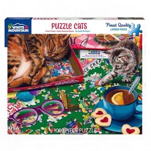 🆕 White Mountain Cat Puzzle 1000 Piece 🧩 BNIB Larger Pieces